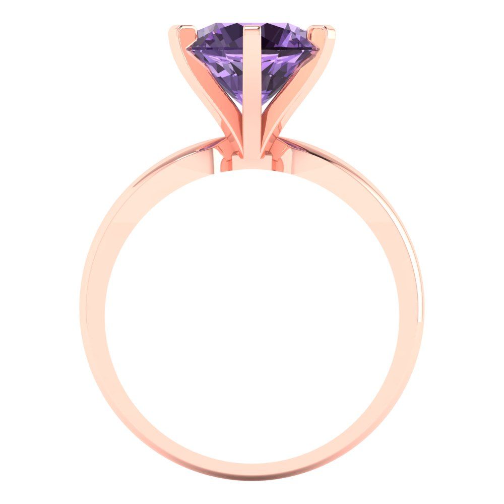 2.5 cttw Simulated Alexandrite Solitaire  Engagement Ring - Solid Rose Gold (VVS1, Round Cut,8.5mm)