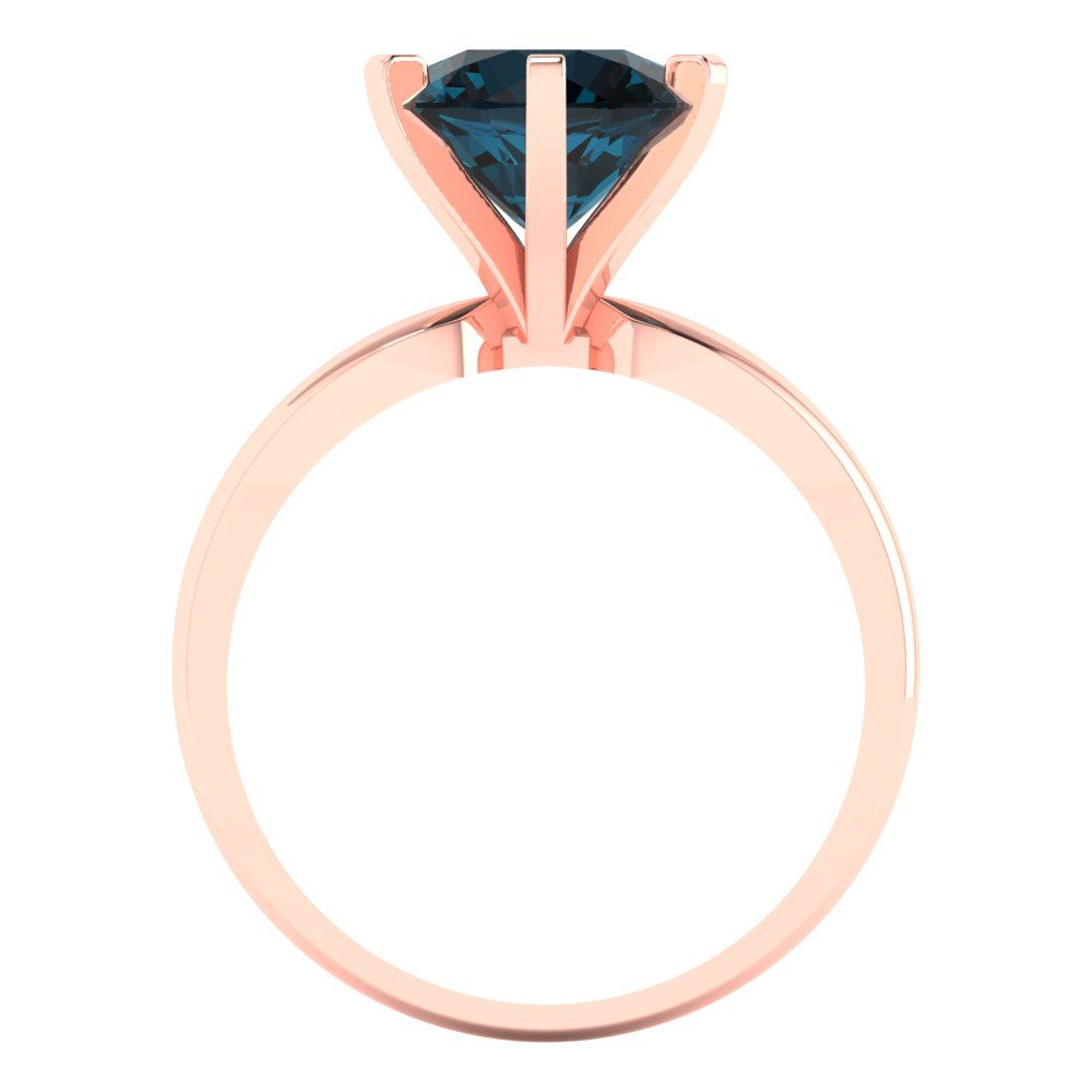 2.5 cttw Natural London Blue Topaz Solitaire  Engagement Ring - Solid Gold (Round Cut,8.5mm)