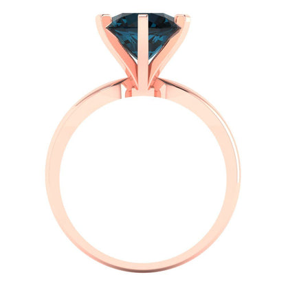 2.5 cttw Natural London Blue Topaz Solitaire  Engagement Ring - Solid Gold (Round Cut,8.5mm)