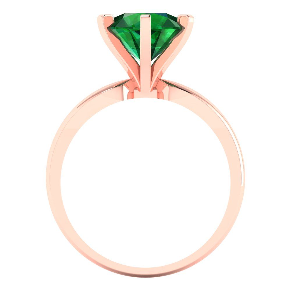 2.5 cttw Simulated Emerald Solitaire  Engagement Ring - Solid Gold (Round Cut,8.5mm)