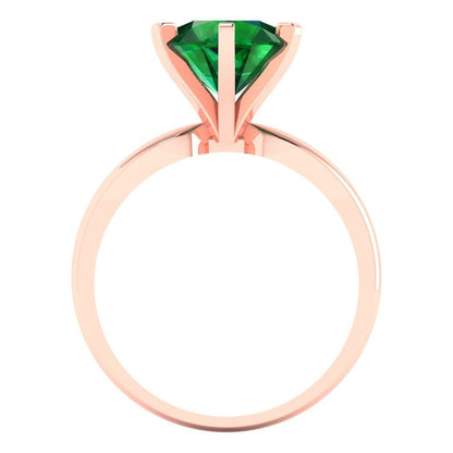 2.5 cttw Simulated Emerald Solitaire  Engagement Ring - Solid Gold (Round Cut,8.5mm)