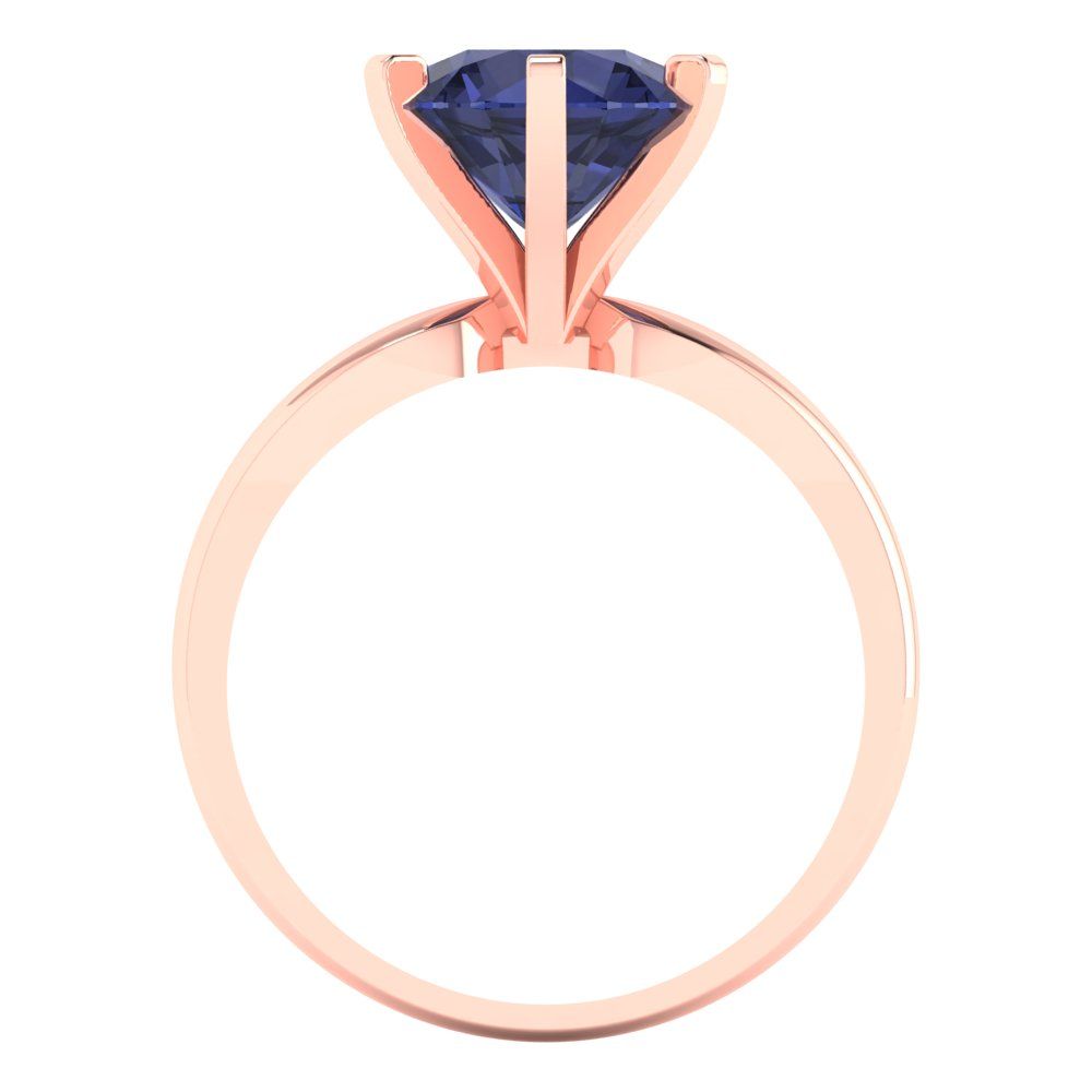 2.5 cttw Simulated Blue Sapphire Solitaire  Engagement Ring - Solid Gold (Round Cut,8.5mm)