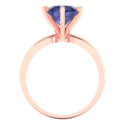 2.5 cttw Simulated Tanzanite Solitaire  Engagement Ring - Solid Gold (Round Cut,8.5mm)