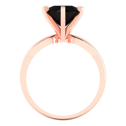 2.5 cttw Natural Onyx Solitaire  Engagement Ring - Solid Gold (Round Cut,8.5mm)