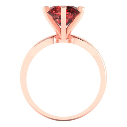 2.5 cttw Natural Garnet Solitaire  Engagement Ring - Solid Rose Gold (VVS1, Round Cut,8.5mm)