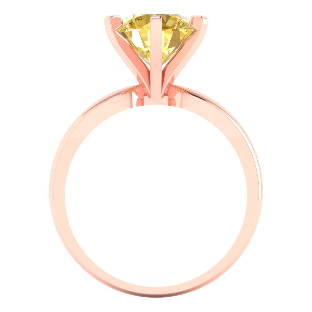2.5 cttw Zirconia Simulated Yellow Diamond Solitaire  Engagement Ring - Solid Gold (VVS1, Round Cut,8.5mm)