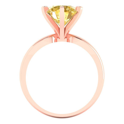 2.5 cttw Zirconia Simulated Yellow Diamond Solitaire  Engagement Ring - Solid Gold (VVS1, Round Cut,8.5mm)