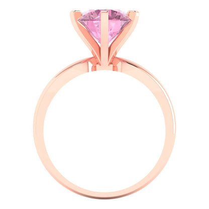 2.5 cttw Zirconia Simulated Pink Diamond Solitaire  Engagement Ring - Solid Gold (VVS1, Round Cut,8.5mm)