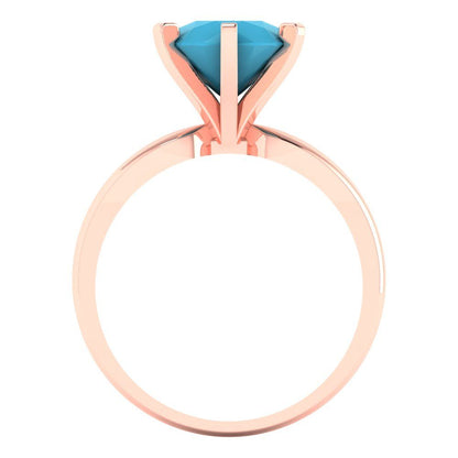 2.5 cttw Simulated Turquoise Solitaire  Engagement Ring - Solid Gold (Round Cut,8.5mm)