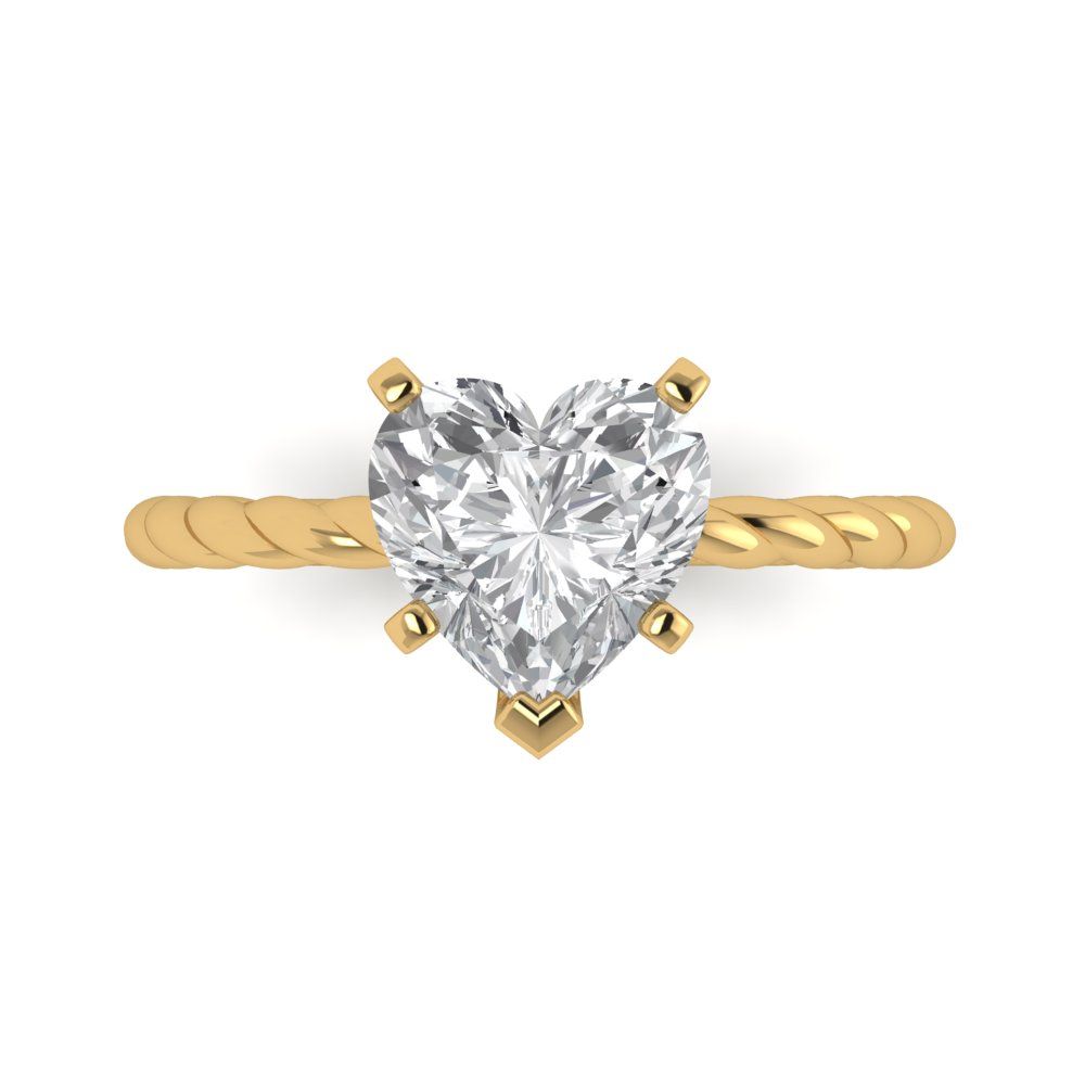 2 cttw Moissanite Solitaire  Engagement Ring - Solid Yellow Gold (VVS1, Heart Cut,8.0mm)