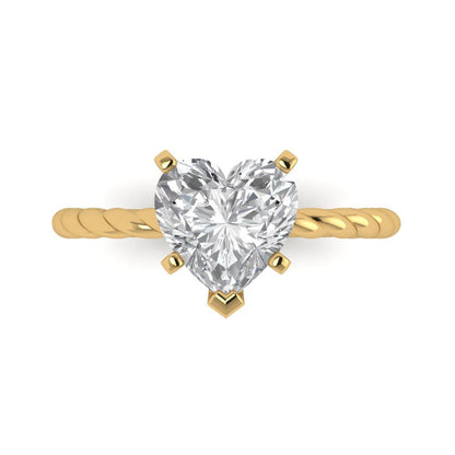 2 cttw Moissanite Solitaire  Engagement Ring - Solid Yellow Gold (VVS1, Heart Cut,8.0mm)