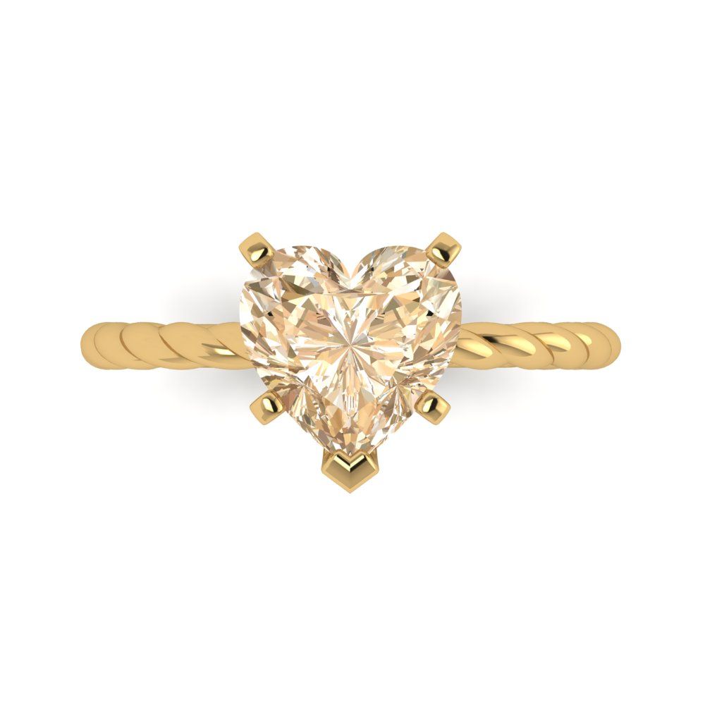 2 cttw Natural Morganite Solitaire  Engagement Ring - Solid Yellow Gold (VVS1, Heart Cut,8.0mm)