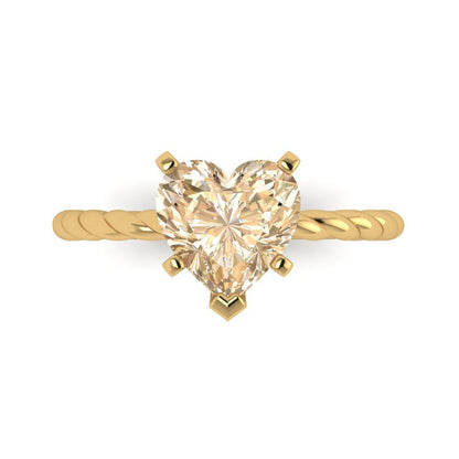 2 cttw Natural Morganite Solitaire  Engagement Ring - Solid Yellow Gold (VVS1, Heart Cut,8.0mm)