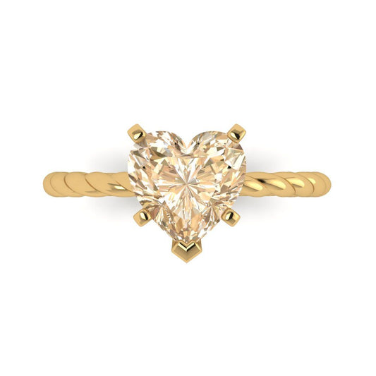 2 cttw Natural Morganite Solitaire  Engagement Ring - Solid Yellow Gold (VVS1, Heart Cut,8.0mm)