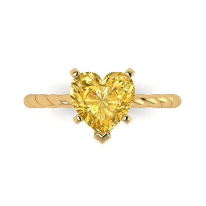 2 cttw Natural Citrine Solitaire  Engagement Ring - Solid Yellow Gold (VVS1, Heart Cut,8.0mm)