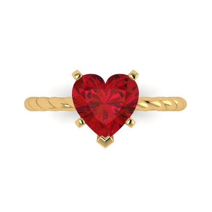 2 cttw Simulated Pink Tourmaline Solitaire  Engagement Ring - Solid Yellow Gold (VVS1, Heart Cut,8.0mm)