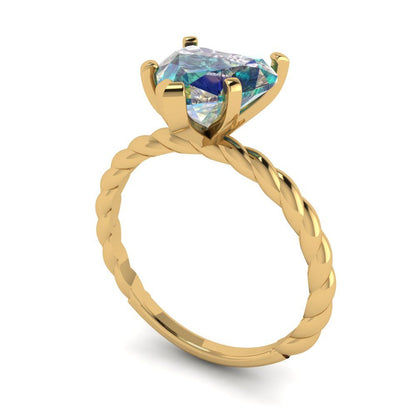 2 cttw Blue Moissanite Solitaire  Engagement Ring - Solid Yellow Gold (VVS1, Heart Cut,8.0mm)