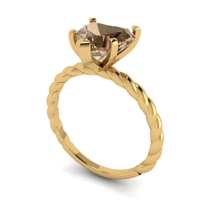 2 cttw Zirconia Simulated Champagne Diamond Solitaire  Engagement Ring - Solid Gold (VVS1, Heart Cut,8.0mm)