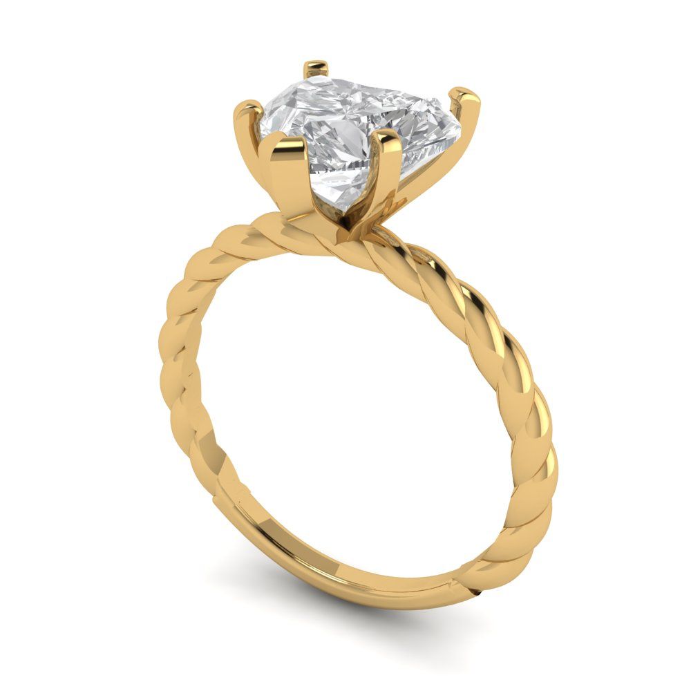 2 cttw Moissanite Solitaire  Engagement Ring - Solid Yellow Gold (VVS1, Heart Cut,8.0mm)