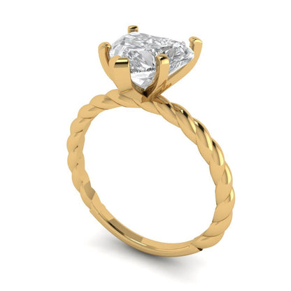 2 cttw Moissanite Solitaire  Engagement Ring - Solid Yellow Gold (VVS1, Heart Cut,8.0mm)