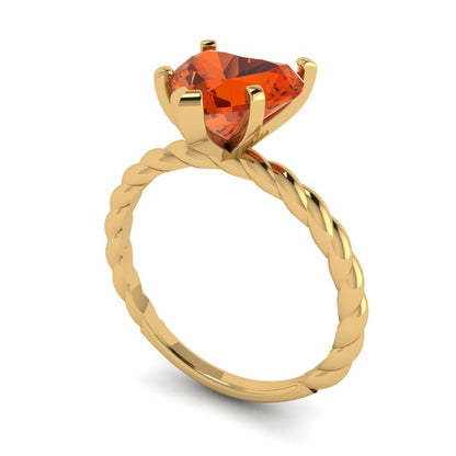 2 cttw Zirconia Simulated Red Diamond Solitaire  Engagement Ring - Solid Yellow Gold (VVS1, Heart Cut,8.0mm)
