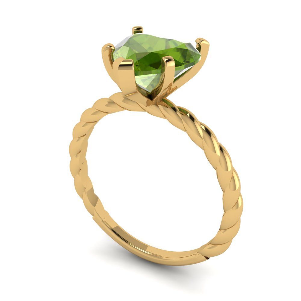 2 cttw Natural Peridot Solitaire  Engagement Ring - Solid Yellow Gold (VVS1, Heart Cut,8.0mm)