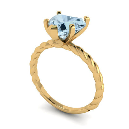 2 cttw Natural Sky Blue Topaz Solitaire  Engagement Ring - Solid Yellow Gold (VVS1, Heart Cut,8.0mm)