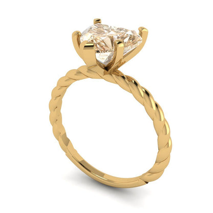 2 cttw Natural Morganite Solitaire  Engagement Ring - Solid Yellow Gold (VVS1, Heart Cut,8.0mm)