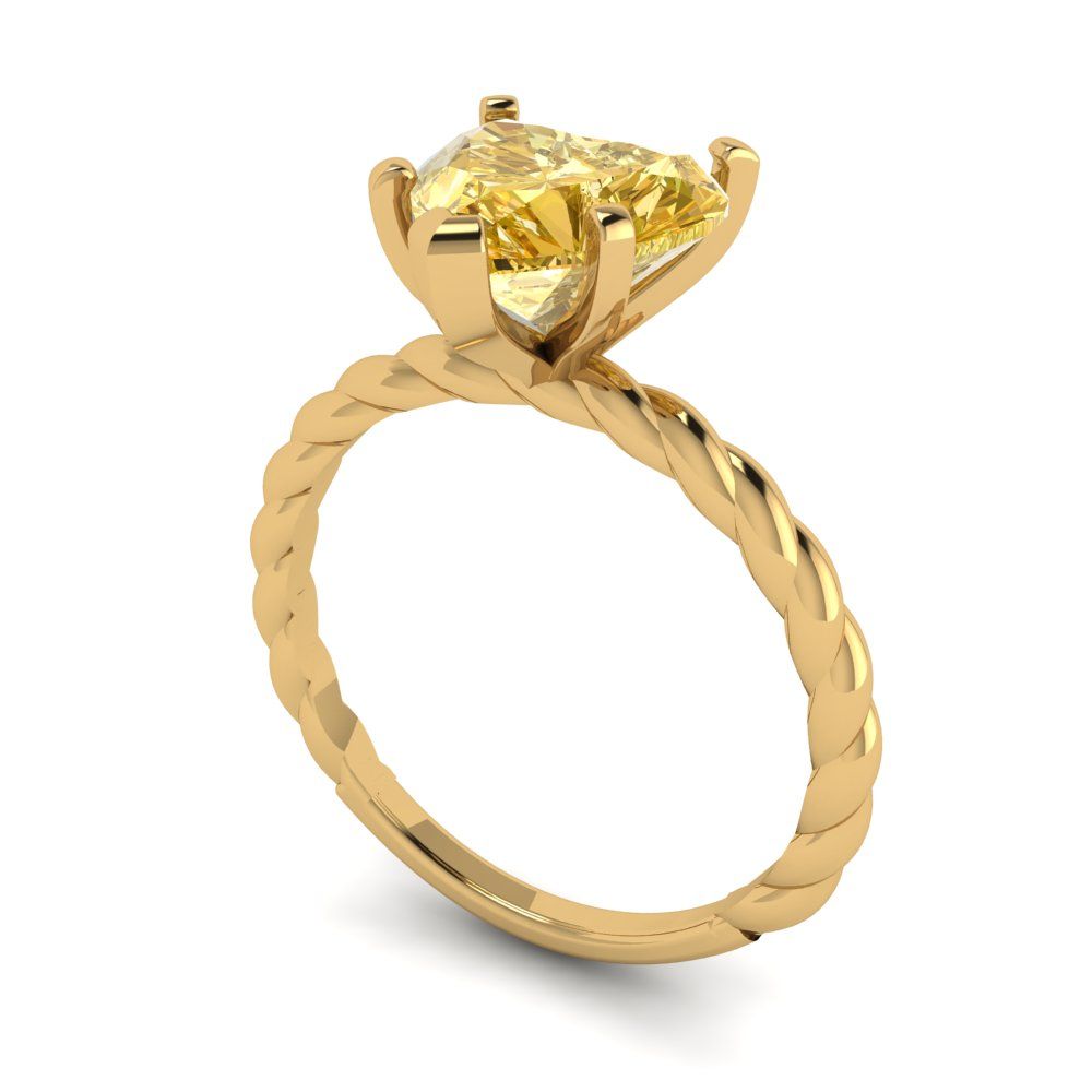 2 cttw Zirconia Simulated Yellow Diamond Solitaire  Engagement Ring - Solid Gold (VVS1, Heart Cut,8.0mm)