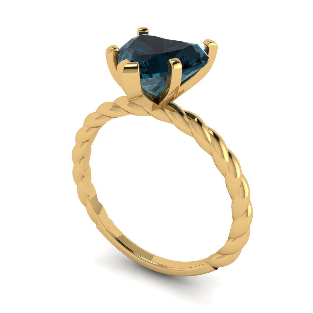 2 cttw Natural London Blue Topaz Solitaire  Engagement Ring - Solid Gold (Heart Cut,8.0mm)