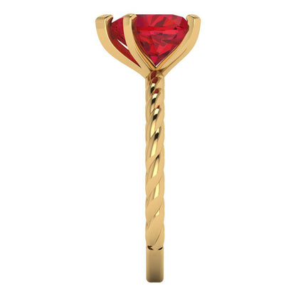 2 cttw Simulated Ruby Solitaire  Engagement Ring - Solid Yellow Gold (VVS1, Heart Cut,8.0mm)