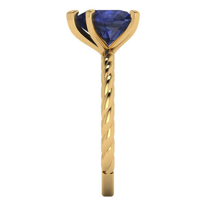 2 cttw Simulated Blue Sapphire Solitaire  Engagement Ring - Solid Yellow Gold (VVS1, Heart Cut,8.0mm)