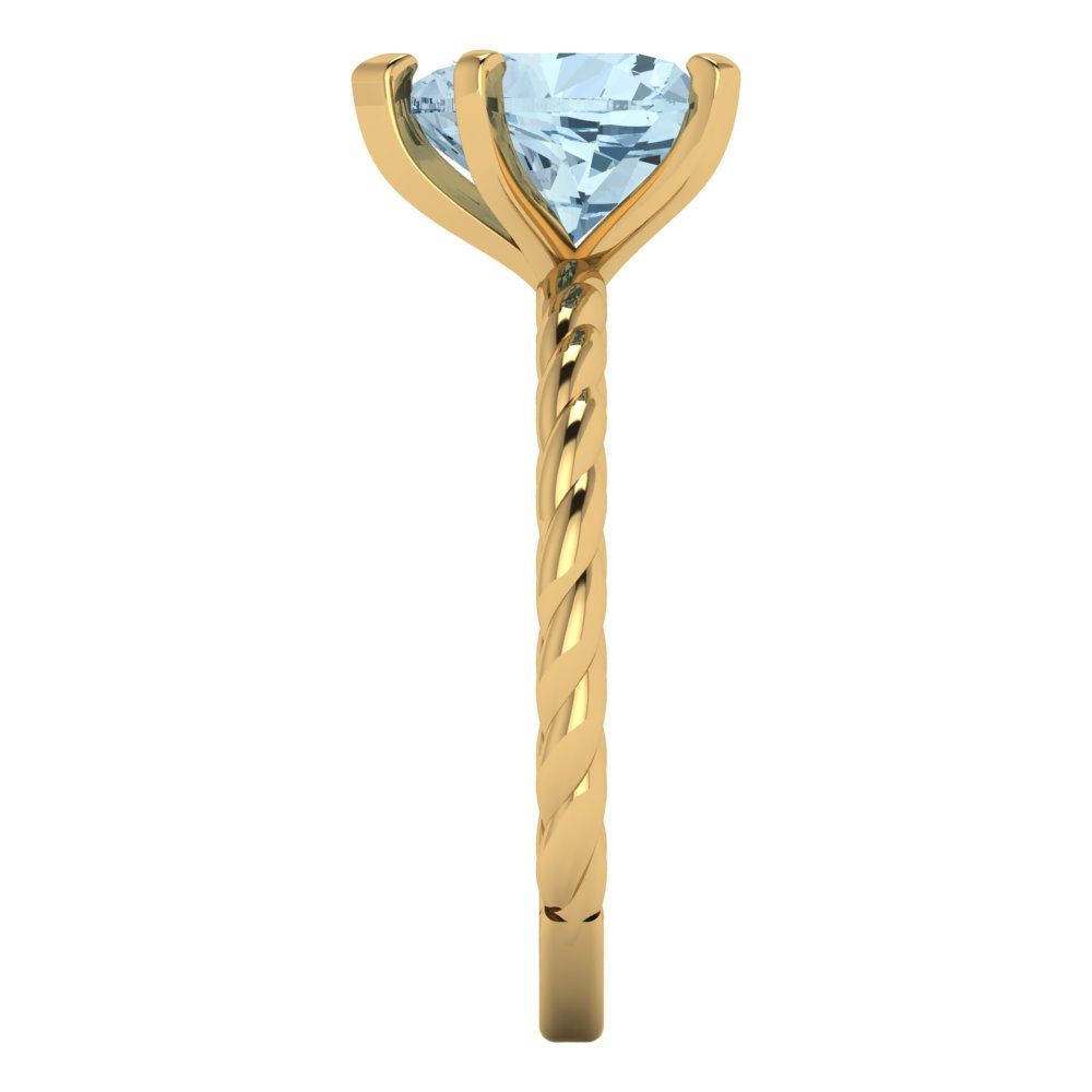 2 cttw Natural Swiss Blue Topaz Solitaire  Engagement Ring - Solid Yellow Gold (VVS1, Heart Cut,8.0mm)