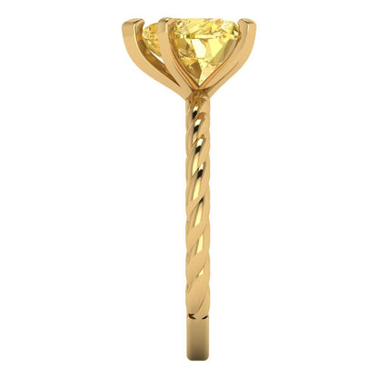 2 cttw Zirconia Simulated Yellow Diamond Solitaire  Engagement Ring - Solid Gold (VVS1, Heart Cut,8.0mm)