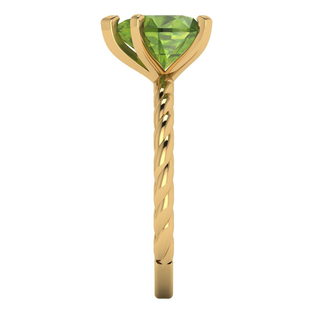 2 cttw Natural Peridot Solitaire  Engagement Ring - Solid Yellow Gold (VVS1, Heart Cut,8.0mm)