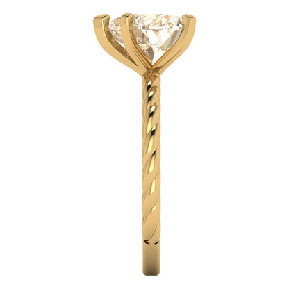 2 cttw Natural Morganite Solitaire  Engagement Ring - Solid Yellow Gold (VVS1, Heart Cut,8.0mm)