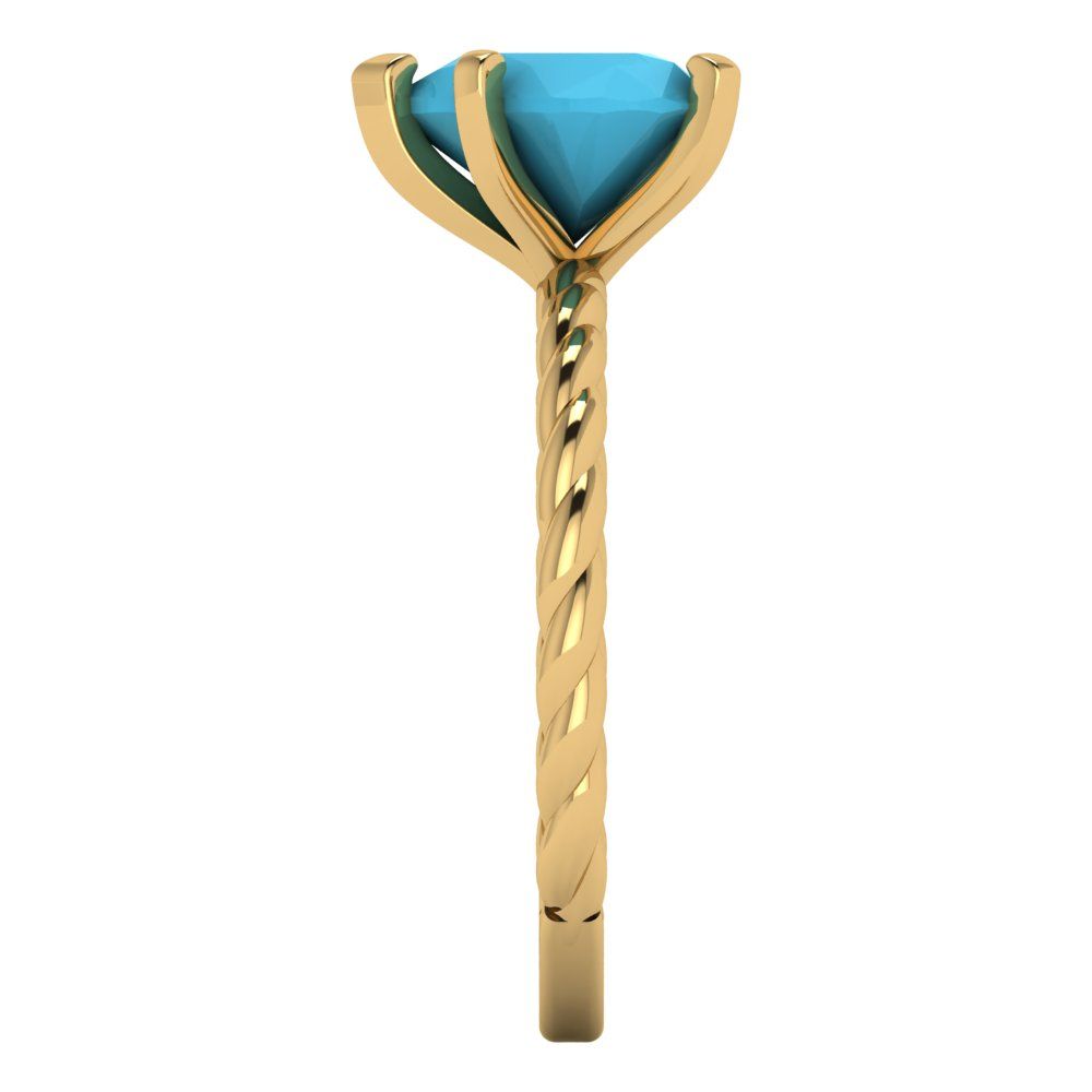2 cttw Simulated Turquoise Solitaire  Engagement Ring - Solid Yellow Gold (VVS1, Heart Cut,8.0mm)