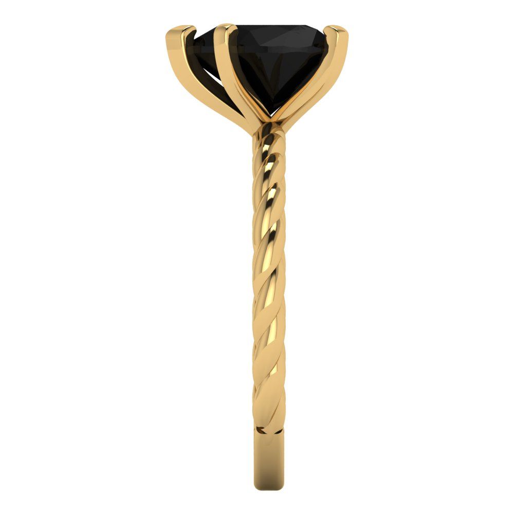 2 cttw Natural Onyx Solitaire  Engagement Ring - Solid Yellow Gold (VVS1, Heart Cut,8.0mm)