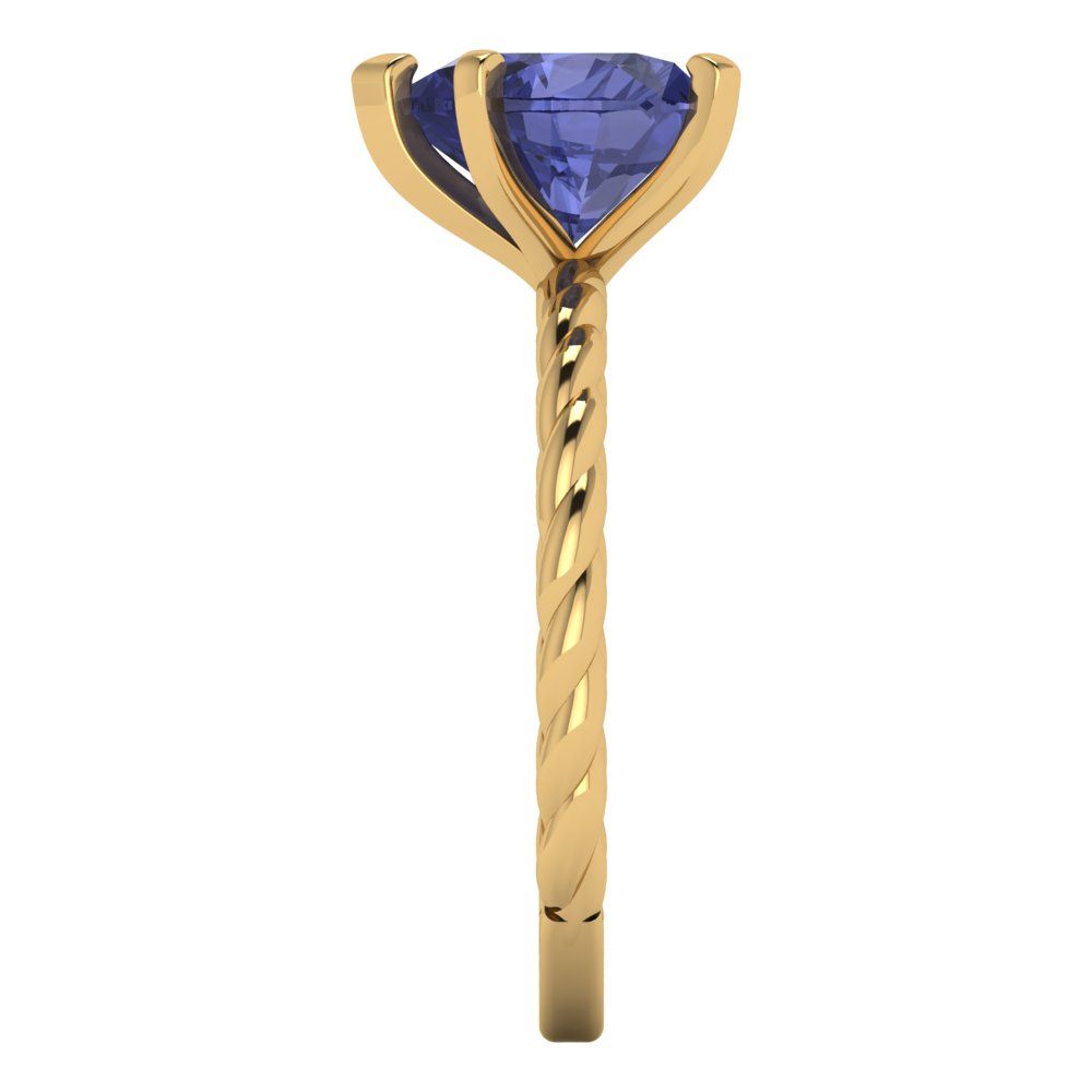 2 cttw Simulated Tanzanite Solitaire  Engagement Ring - Solid Yellow Gold (VVS1, Heart Cut,8.0mm)
