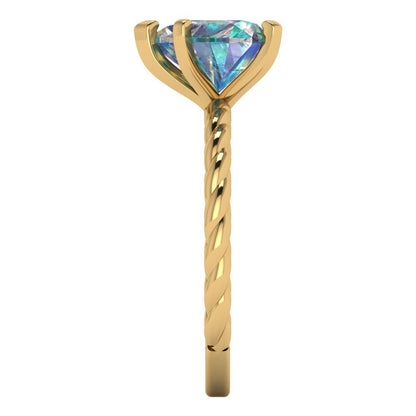 2 cttw Blue Moissanite Solitaire  Engagement Ring - Solid Yellow Gold (VVS1, Heart Cut,8.0mm)