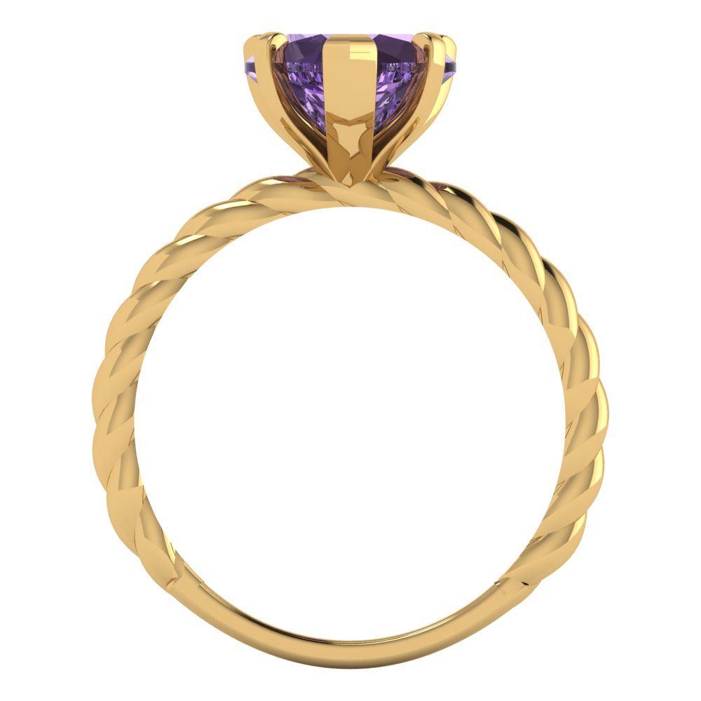 2 cttw Simulated Alexandrite Solitaire  Engagement Ring - Solid Yellow Gold (VVS1, Heart Cut,8.0mm)