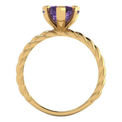 2 cttw Simulated Alexandrite Solitaire  Engagement Ring - Solid Yellow Gold (VVS1, Heart Cut,8.0mm)