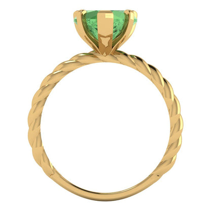 2 cttw Zirconia Simulated Green Diamond Solitaire  Engagement Ring - Solid Yellow Gold (VVS1, Heart Cut,8.0mm)