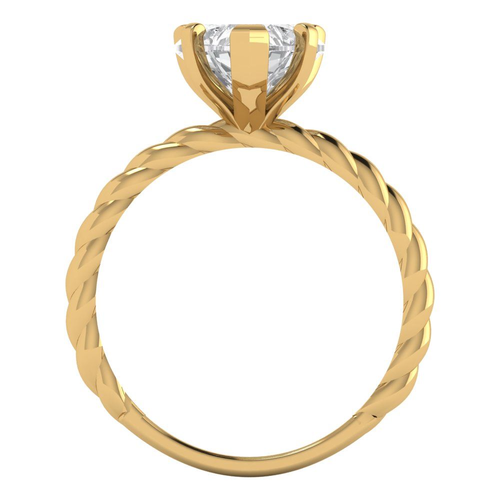 2 cttw Moissanite Solitaire  Engagement Ring - Solid Yellow Gold (VVS1, Heart Cut,8.0mm)