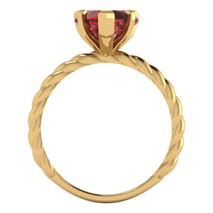 2 Heart Cut Rope Knot Deep Red Natural Garnet Classic Wedding Engagement Bridal Promise Designer Ring Real 14k Yellow Gold