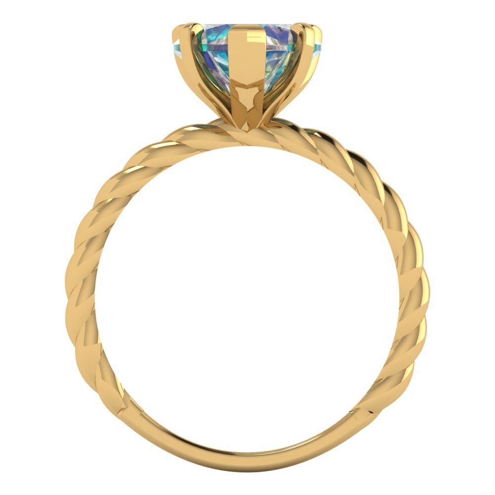 2 cttw Blue Moissanite Solitaire  Engagement Ring - Solid Yellow Gold (VVS1, Heart Cut,8.0mm)