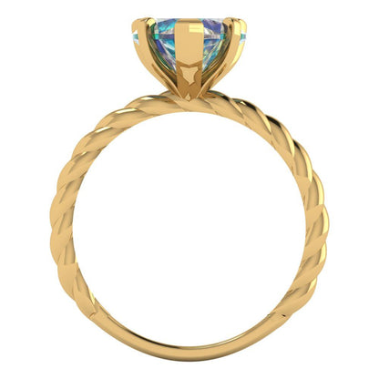 2 cttw Blue Moissanite Solitaire  Engagement Ring - Solid Yellow Gold (VVS1, Heart Cut,8.0mm)