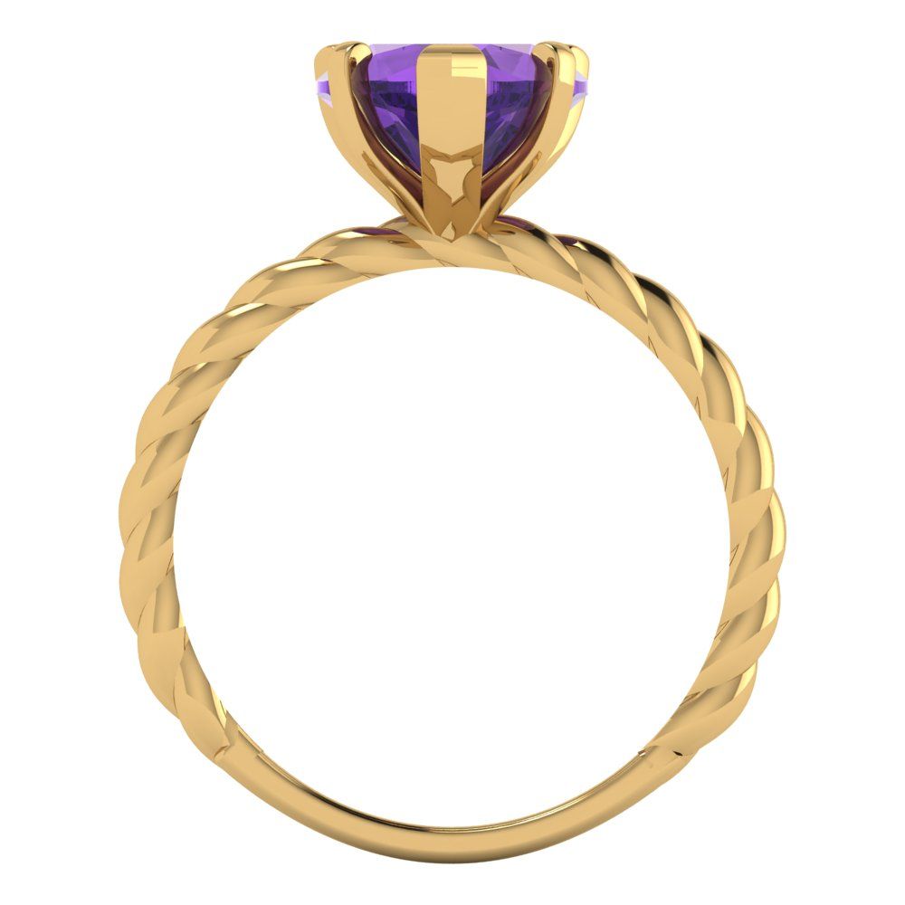 2 cttw Natural Amethyst Solitaire  Engagement Ring - Solid Yellow Gold (VVS1, Heart Cut,8.0mm)