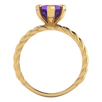 2 cttw Natural Amethyst Solitaire  Engagement Ring - Solid Yellow Gold (VVS1, Heart Cut,8.0mm)