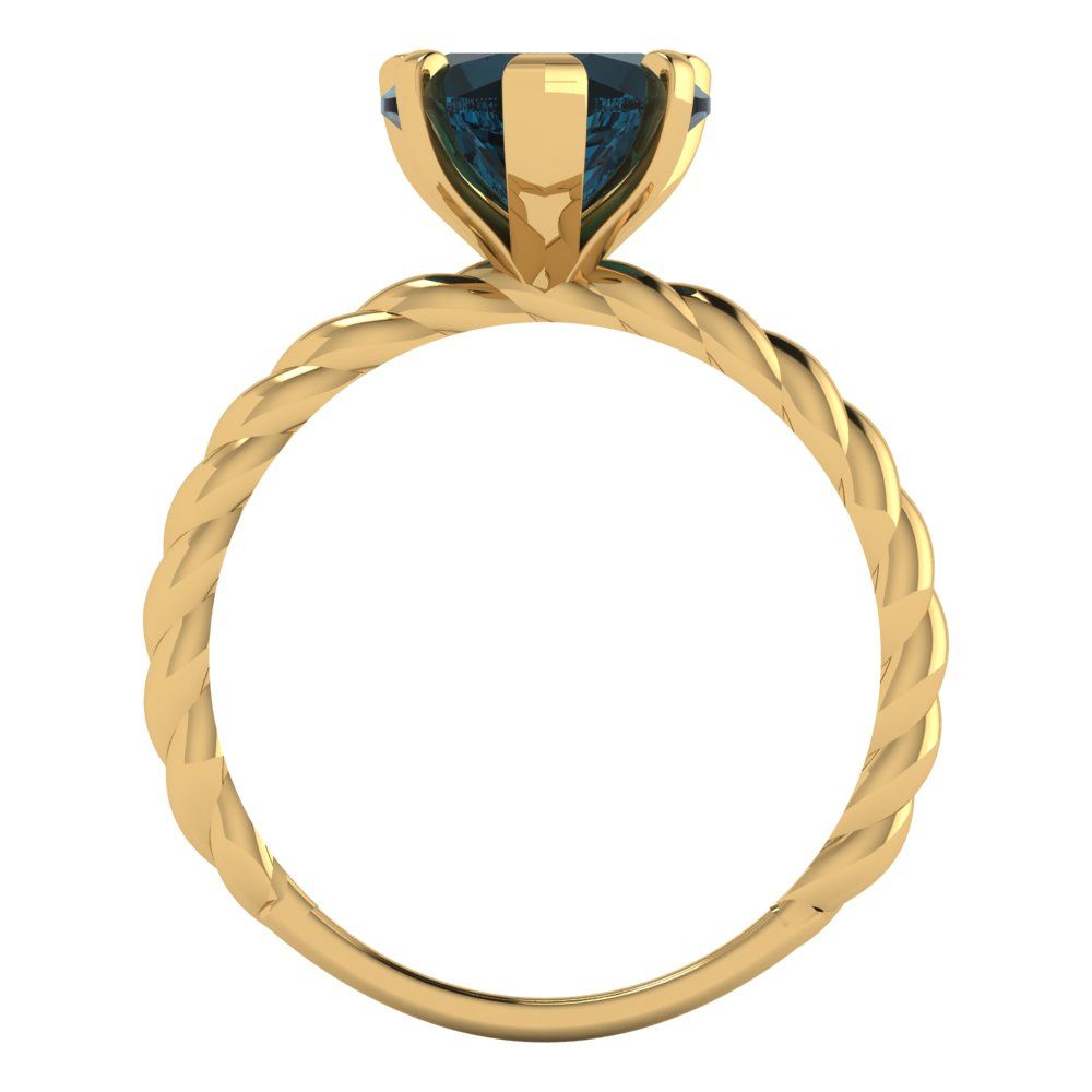 2 cttw Natural London Blue Topaz Solitaire  Engagement Ring - Solid Gold (Heart Cut,8.0mm)